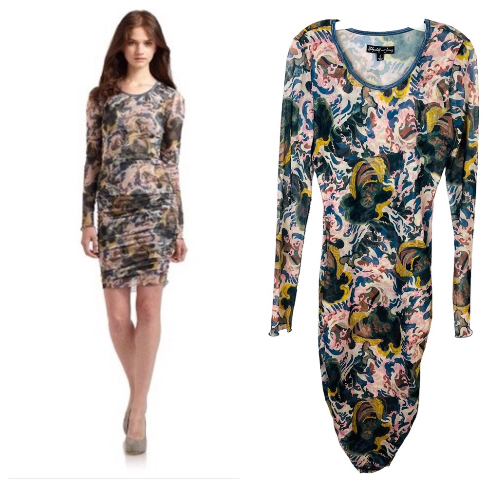 Elizabeth And James Gosling Ruched Mesh Dress.